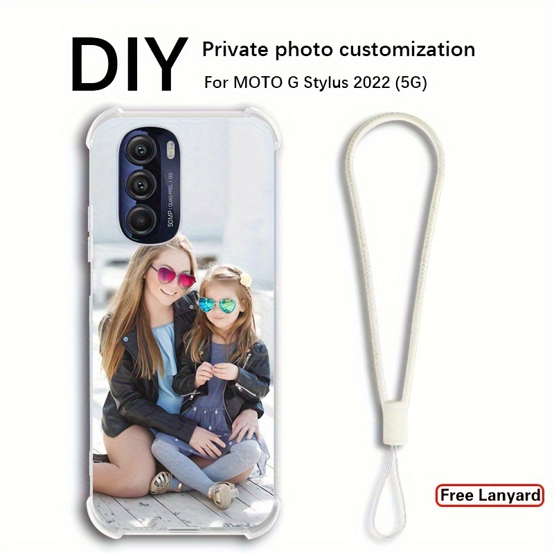 

Diy Customization Suitable For (2022) Private Picture Customization Transparent Silicone Mobile Phone Case Cute High-end Four-corner Drop-proof Protective Cover With White Lanyard