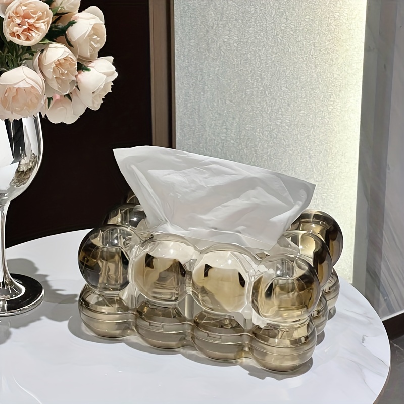 TEMU Elegant Cream-style Tissue Box Holder - Decor For Living Room, Coffee Table & Dining Area