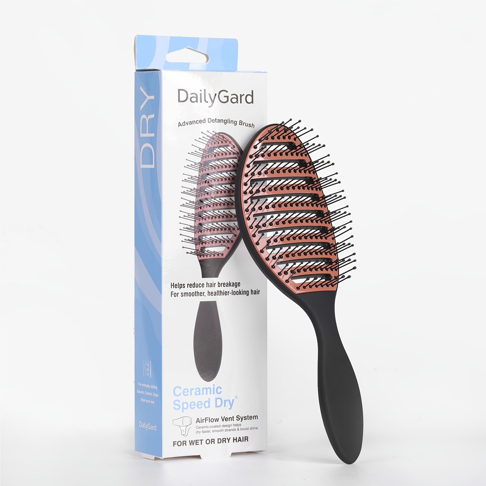 TEMU Brush Ceramic Hair Brush, Black - Vented Design & Soft Bristles For Blow- Styling - Ergonomic Handle For -free Detangling - Hair Hair Types