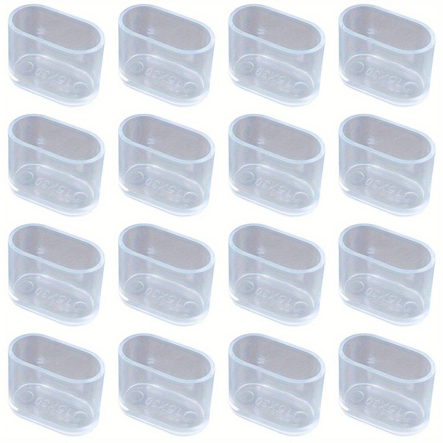 

16pcs Transparent Oval Table And Chair Leg Covers, 15x30mm Plastic Thickened Non-slip Chair Protector Pvc Table Leg Covers Floor Protector For Living Room Bedroom Kitchen