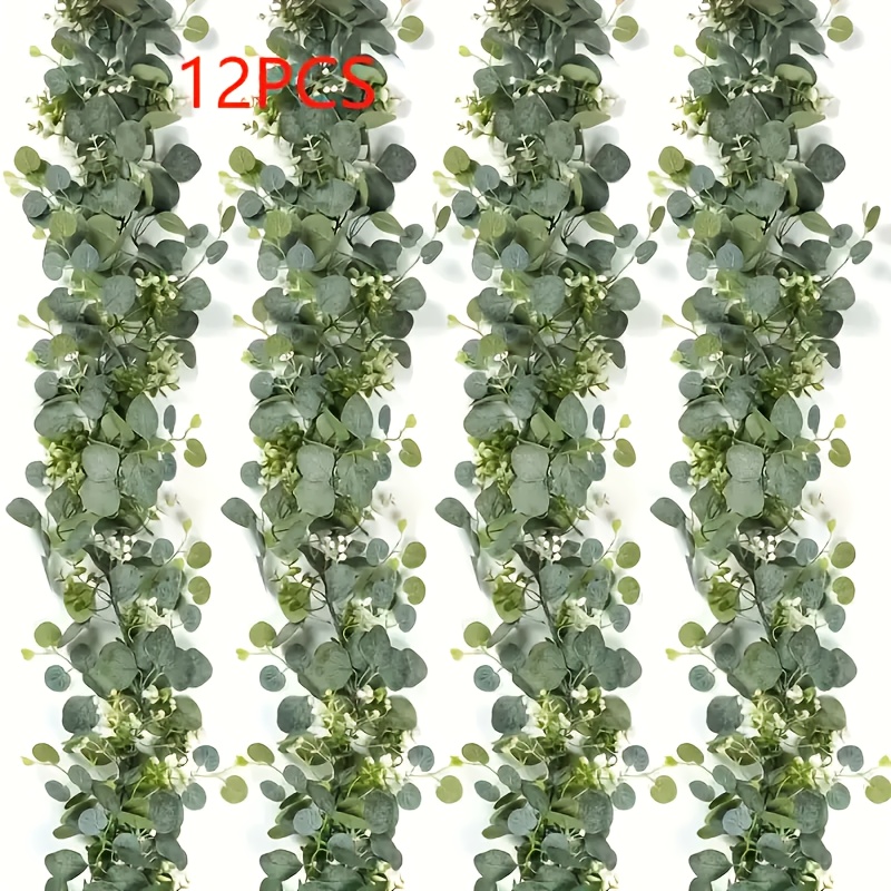 

12pcs 6-foot Artificial Eucalyptus And With White Flowers - Multifunctional Garlands For Weddings, Engagements, Home & Event Decor, All , Betrayals, , Wedding Theme