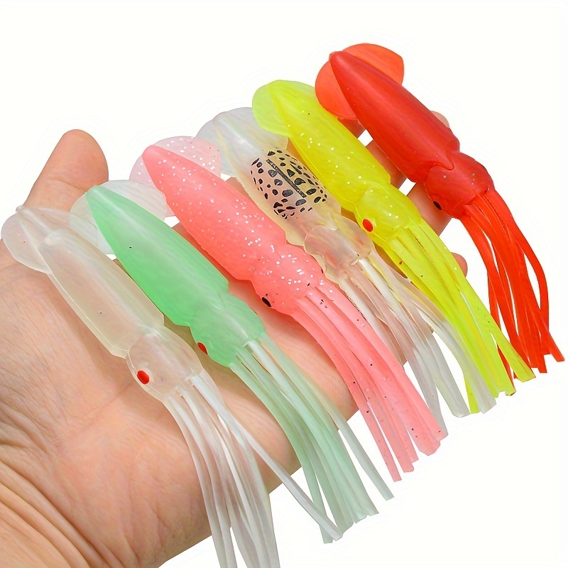 

6pcs Squid Octopus Soft Fake Fishing Tackle Lures Artificial Floating Fishing Gears Squid Lures, 4.92inch