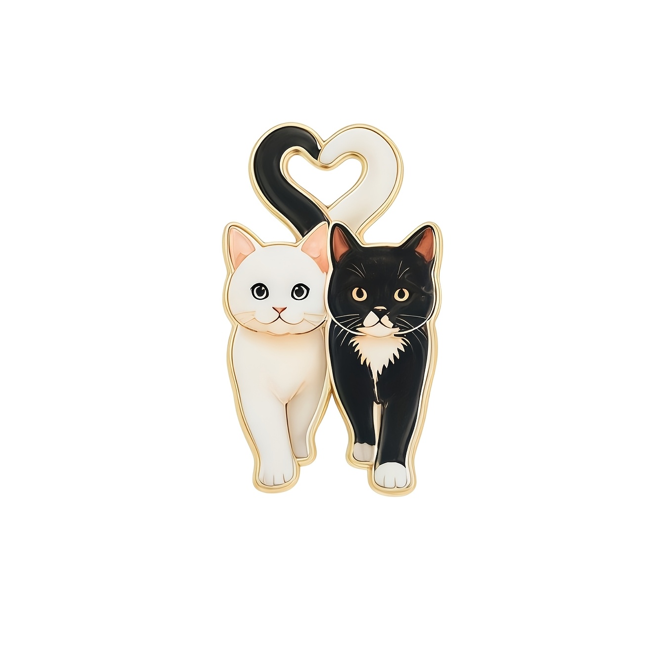 TEMU Épingle en émail Couple de chats Blocs de couleur Badge décoratif tendance Ornements pour revers de sac Cadeaux Cadeau de Noël