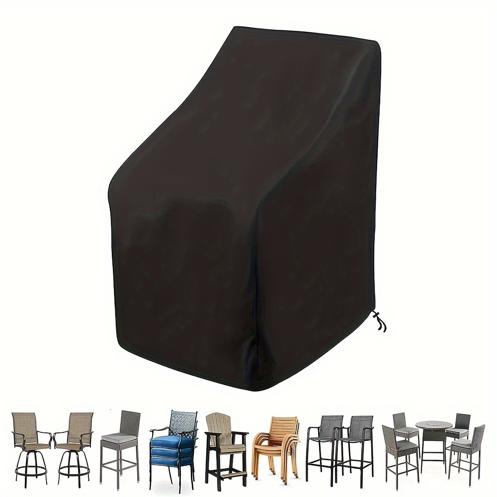 

Black Polyester Blend Outdoor Furniture Cover - Dustproof & Water-resistant, Button Fasteners For Garden Lounge Chairs And Sofas