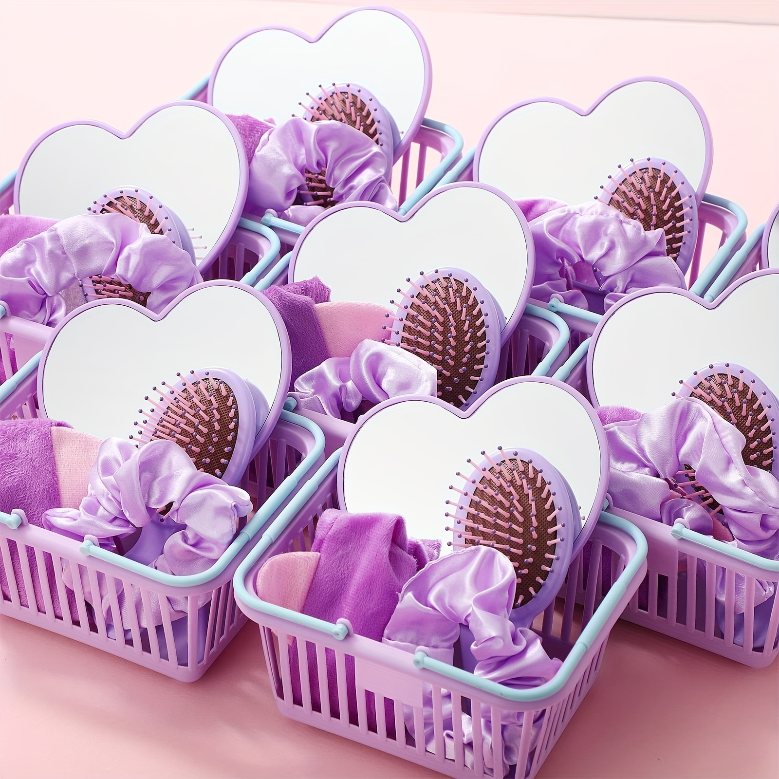 20-  spa feestkit: hartvormige spiegels, kleurrijke haarbanden, satijnen scrunchies & borstels - ideaal voor verjaardagen, slaapfeesten & thema-evenementen, spa cadeaus