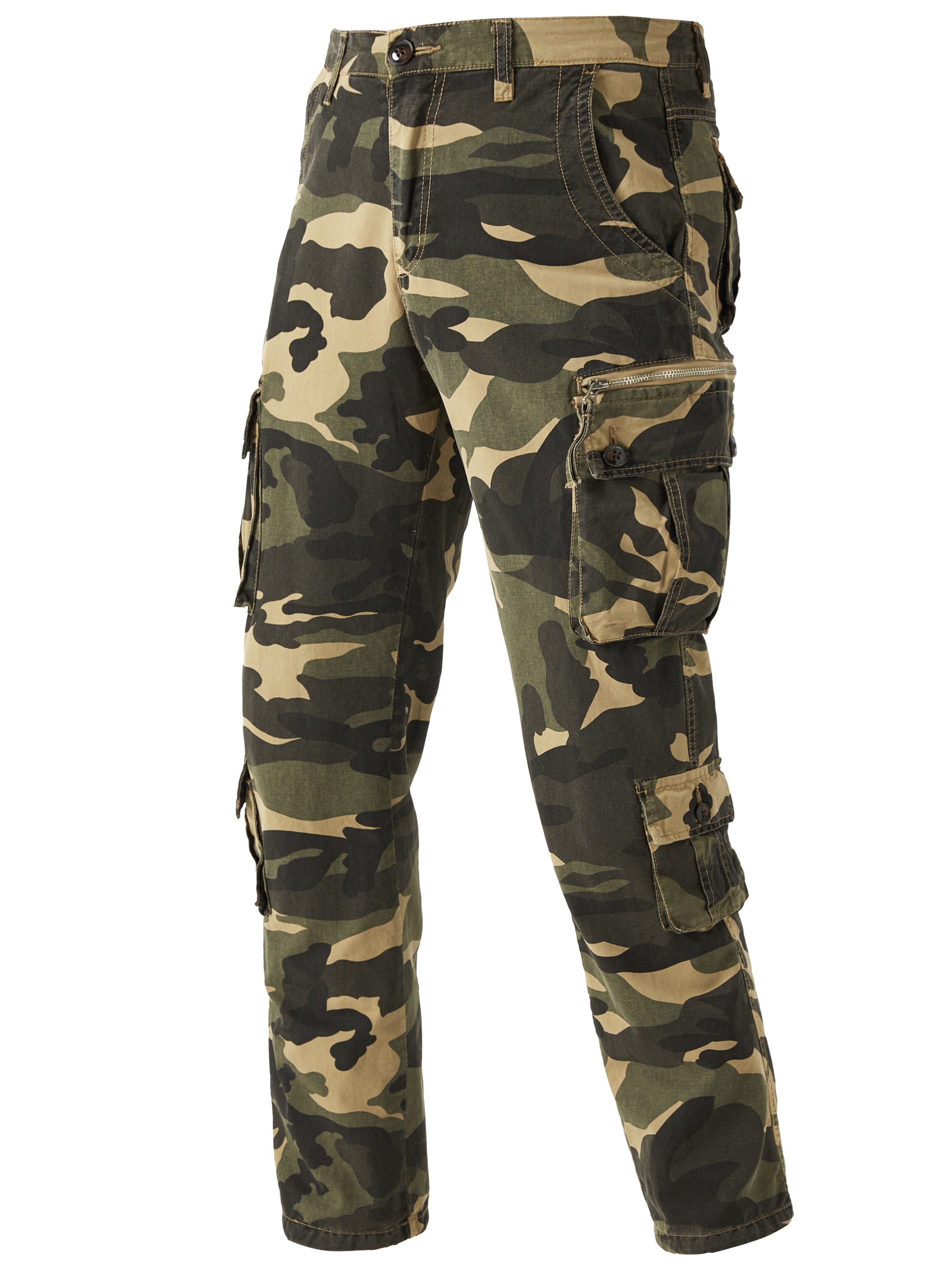 Men's Camouflage Pattern Multi Pocket Cotton Cargo Pants - Temu