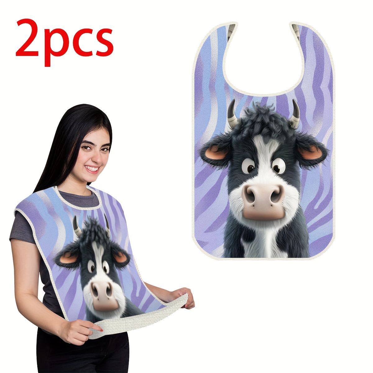 TEMU 1pc/2pcs Innovative, Simple, And Stylish Printed Adult Bib, Protector, Suitable For Restaurants, Parties, Home, And Kitchen Essentials, Durable,