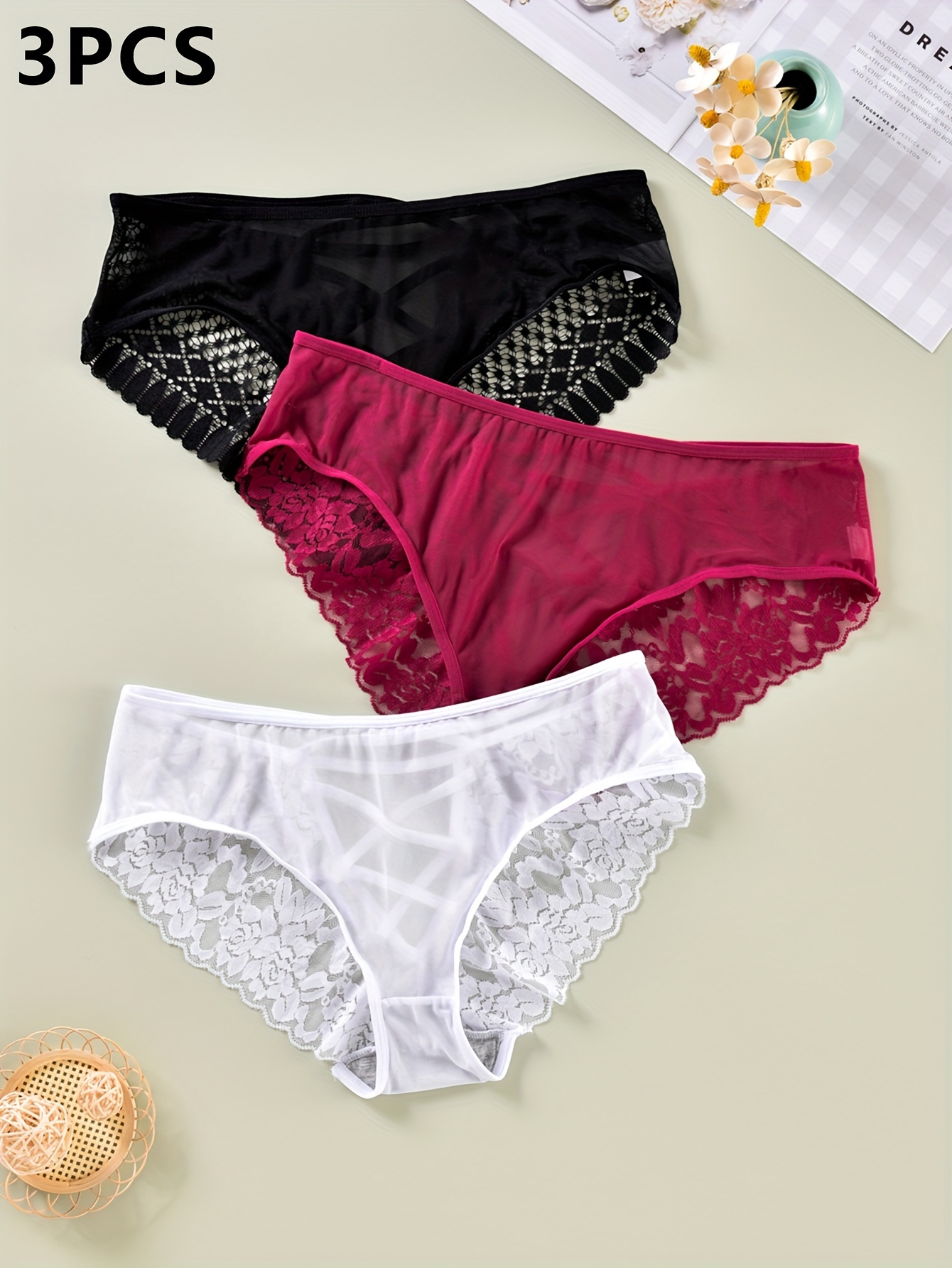 3Pcs M-4XL Cotton Panty Underpants Briefs Underwear Plus Size Lingerie For  Women