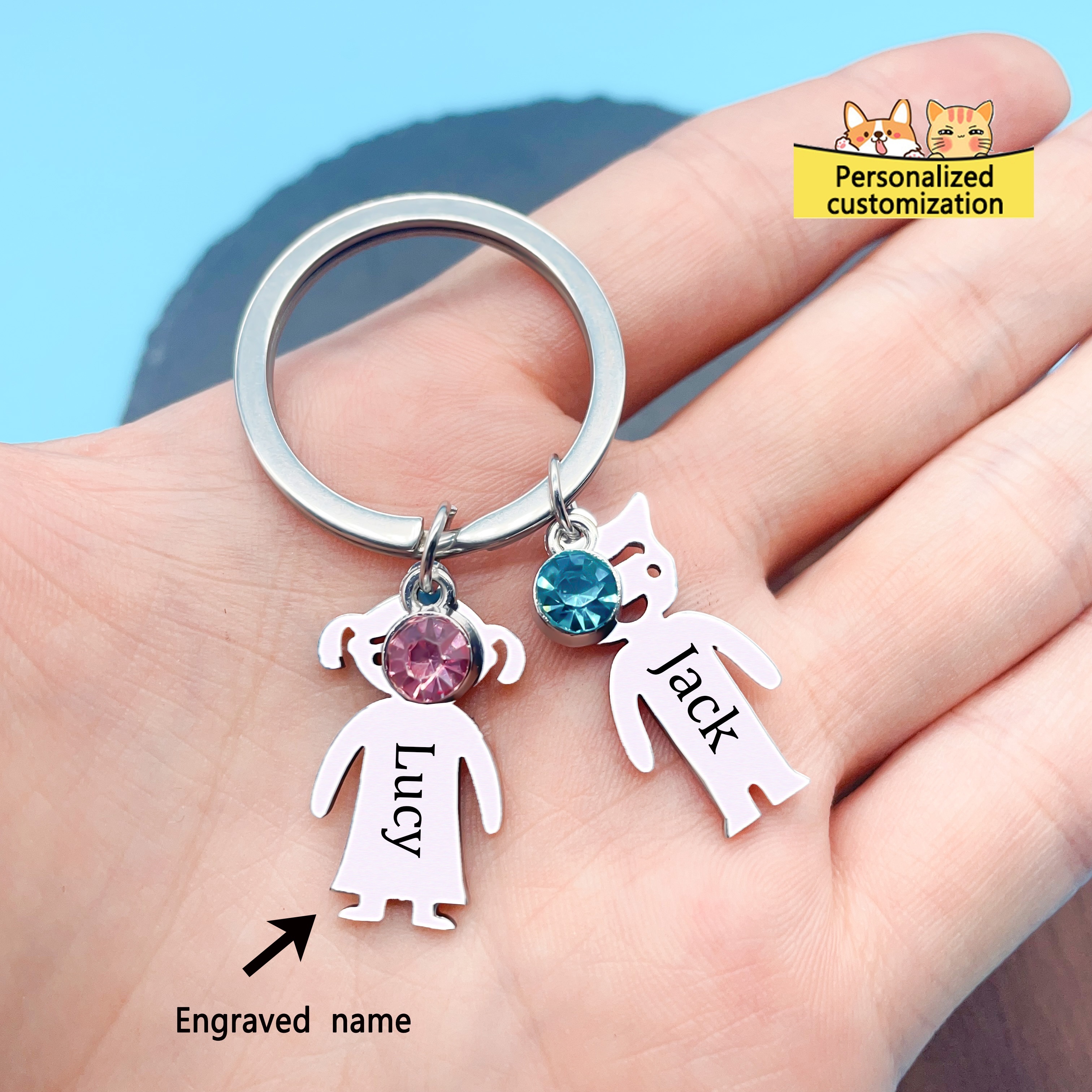 

1pc Personalized Gifts For Men, Women, Family, Engraved Name Key Ring, Father's Day Mother's Day Gift, Holiday Gift, , Family , Birthday Gift, Wish Parents Peace