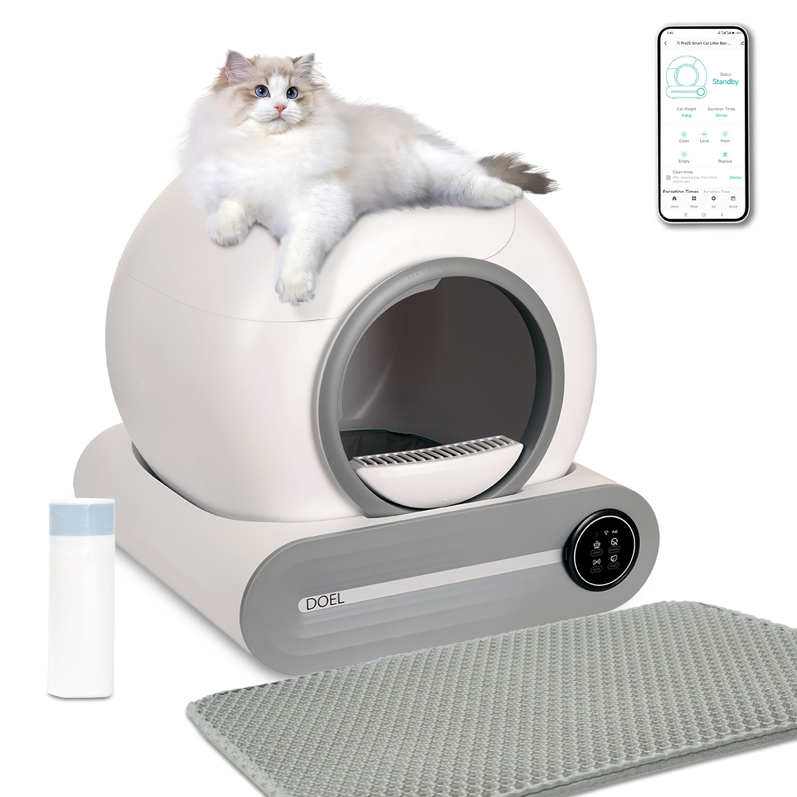 Caja de arena autolimpiante para gatos DOEL con control por aplicación, solo compatible...