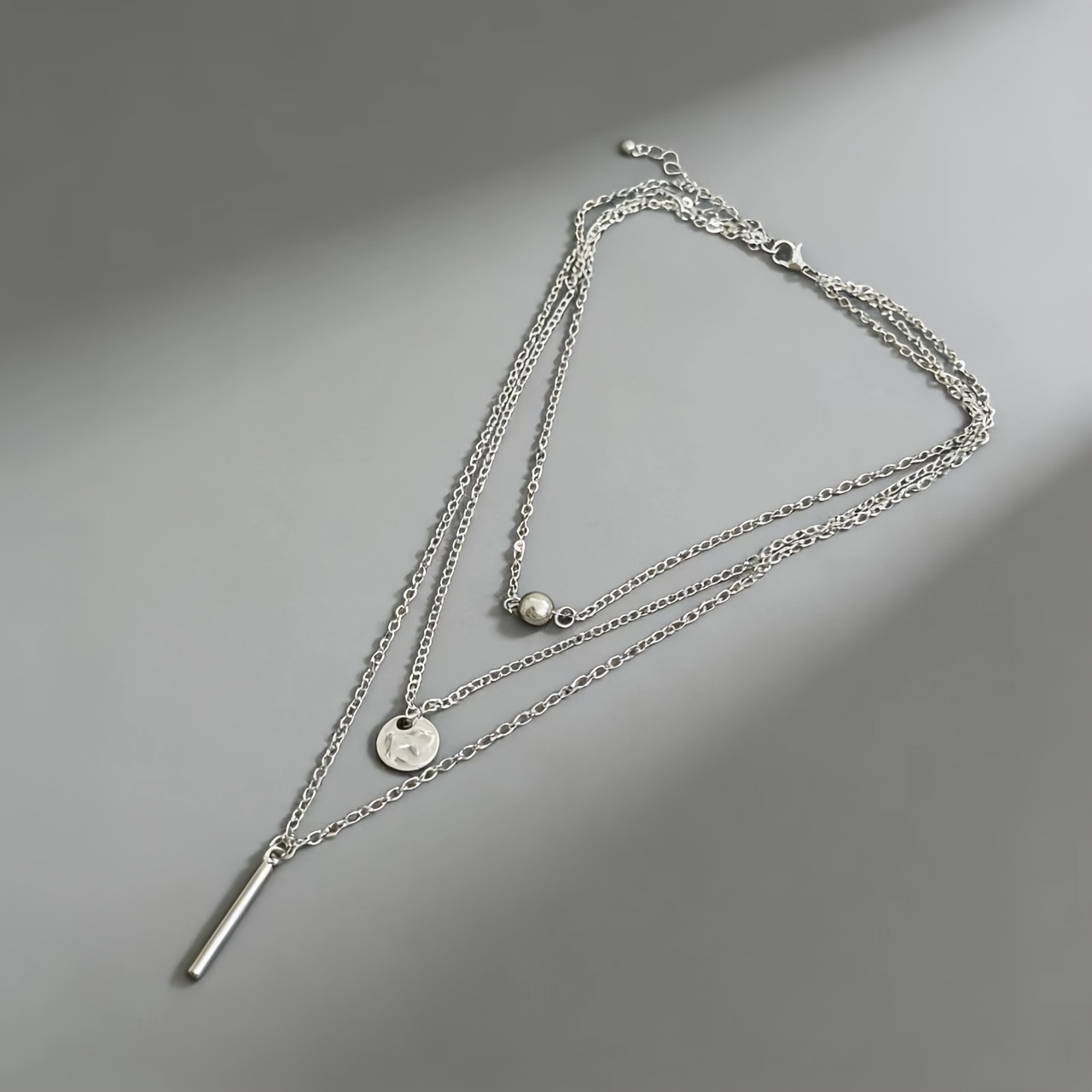 Women's Minimalist Long Pleated Circle Pendant Necklace