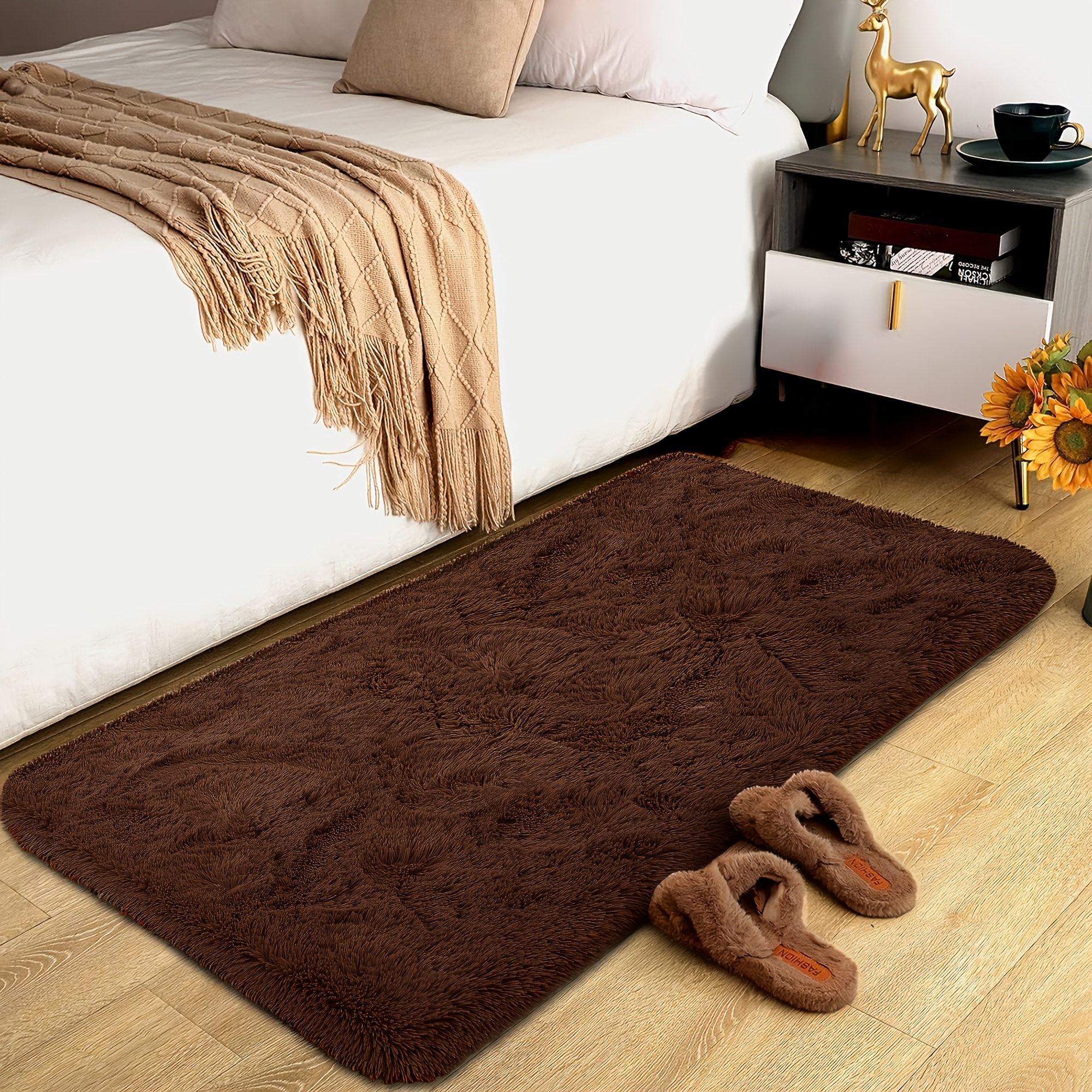 TEMU 1pc | Rectangular Soft Plush Rug | Nordic Style, | Soft With Texture | High-density Plush, Thickened Backing | 23.62" .24" | High-quality