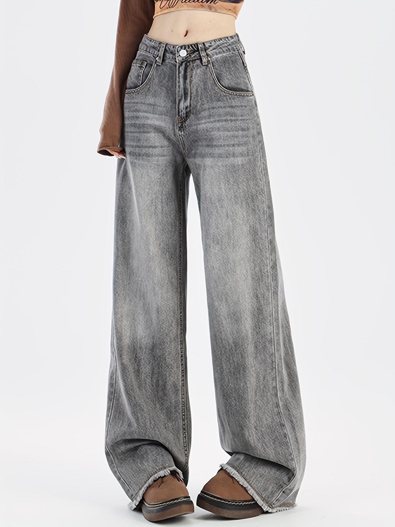 grey jeans women sold on Temu United States