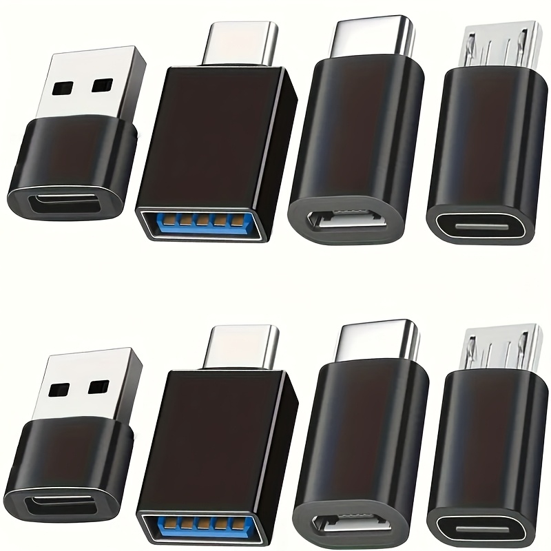8 adaptadores de USB a USB C, conector hembra USB tipo C a USB, convertidor micro USB a USB C hembra/macho, para laptop, auto, teléfono inteligente, audífonos, micrófono y PC