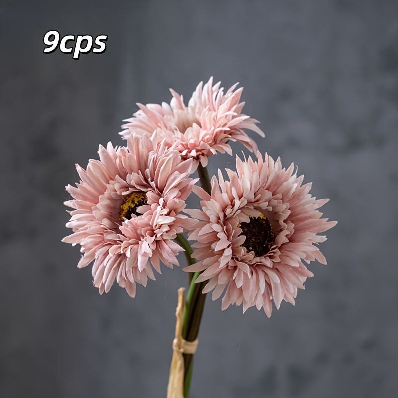 Image of 9pcs, African Daisy Daisy Artificial Flowers, Chrysanthemum Fake Flowers Silk Flowers, Home Decoration, Wedding Decoration, Holiday Decoration, Arrangement