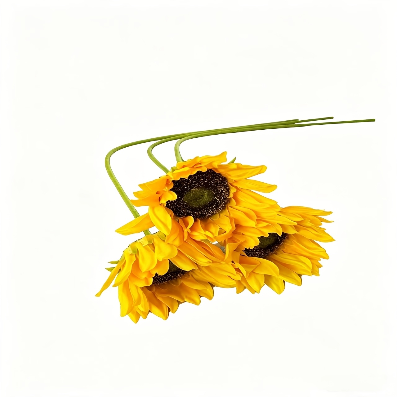 [popular ] Fabric Sunflower Stems, 3pcs, 25. - Artificial Yellow Sunflowers For Indoor & Outdoor Decor, Perfect For Weddings, Birthdays, And Summer Arrangements, Sunflower Decorations