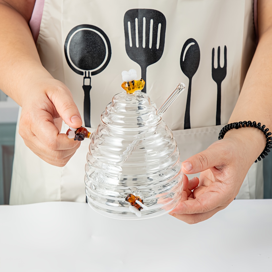 glass honey jar lid transparent high borosilicate - Temu