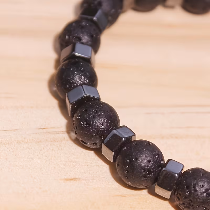 2pcs set black stone bead bracelet suitable for birthday anniversary gifts to boyfriend husband and christmas fathers day gifts Product details 4