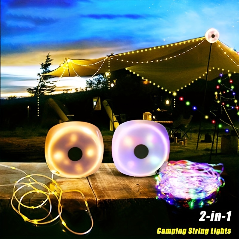 1Pc LED Camping Light Tent Light with Fairy String Light, Portable