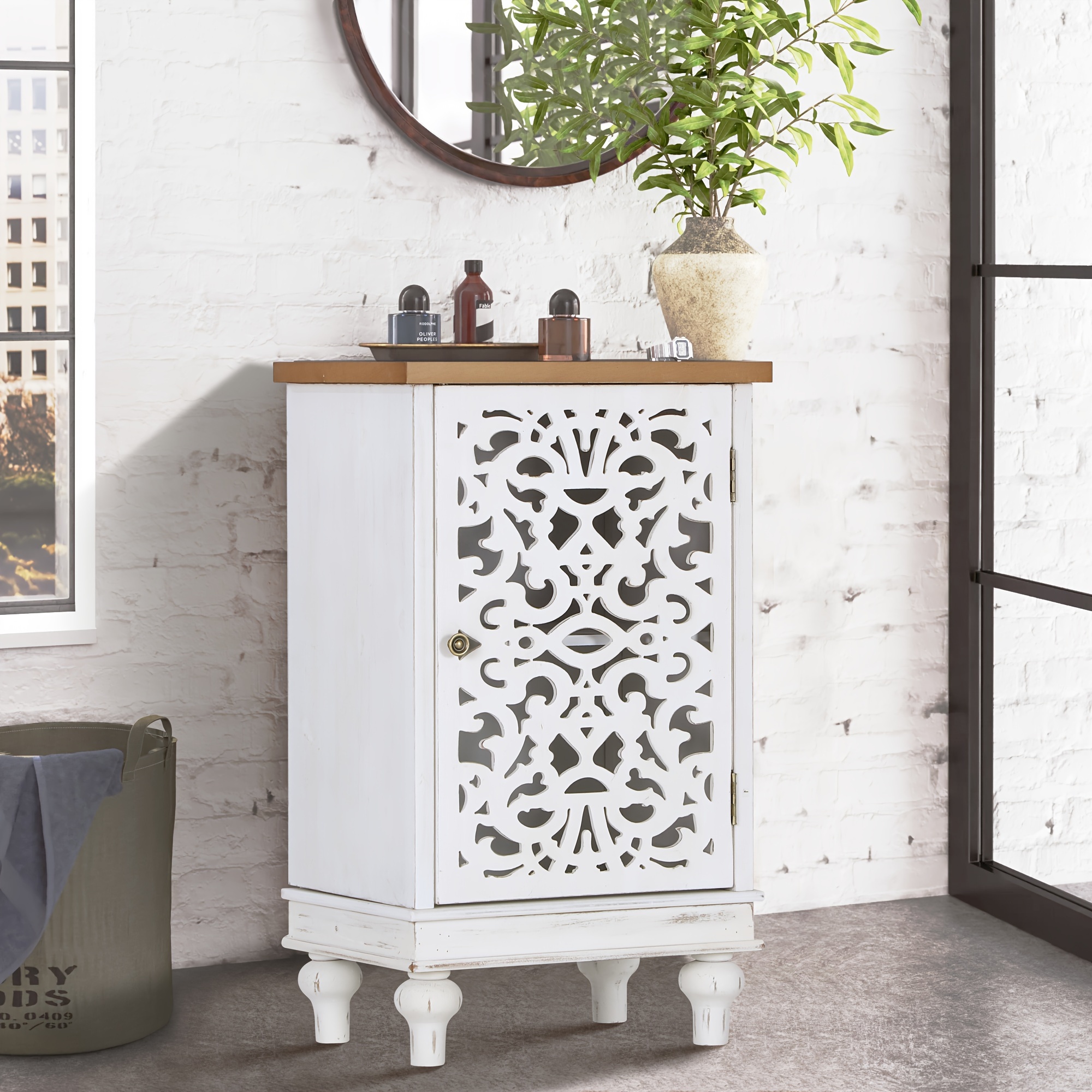 Hollow-Carved Accent Cabinet