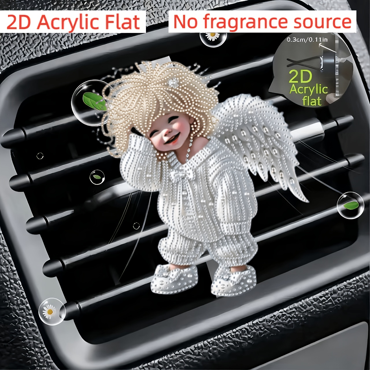 2d Flat, Cute Little Boy Air Vent Clip Decoration, "odorless Source", Equipped With Double-layer Odorless Sponge Sheets, Car Fragrance Diffuser, Valentine's Day Gift, Cute Car Interior Accessory