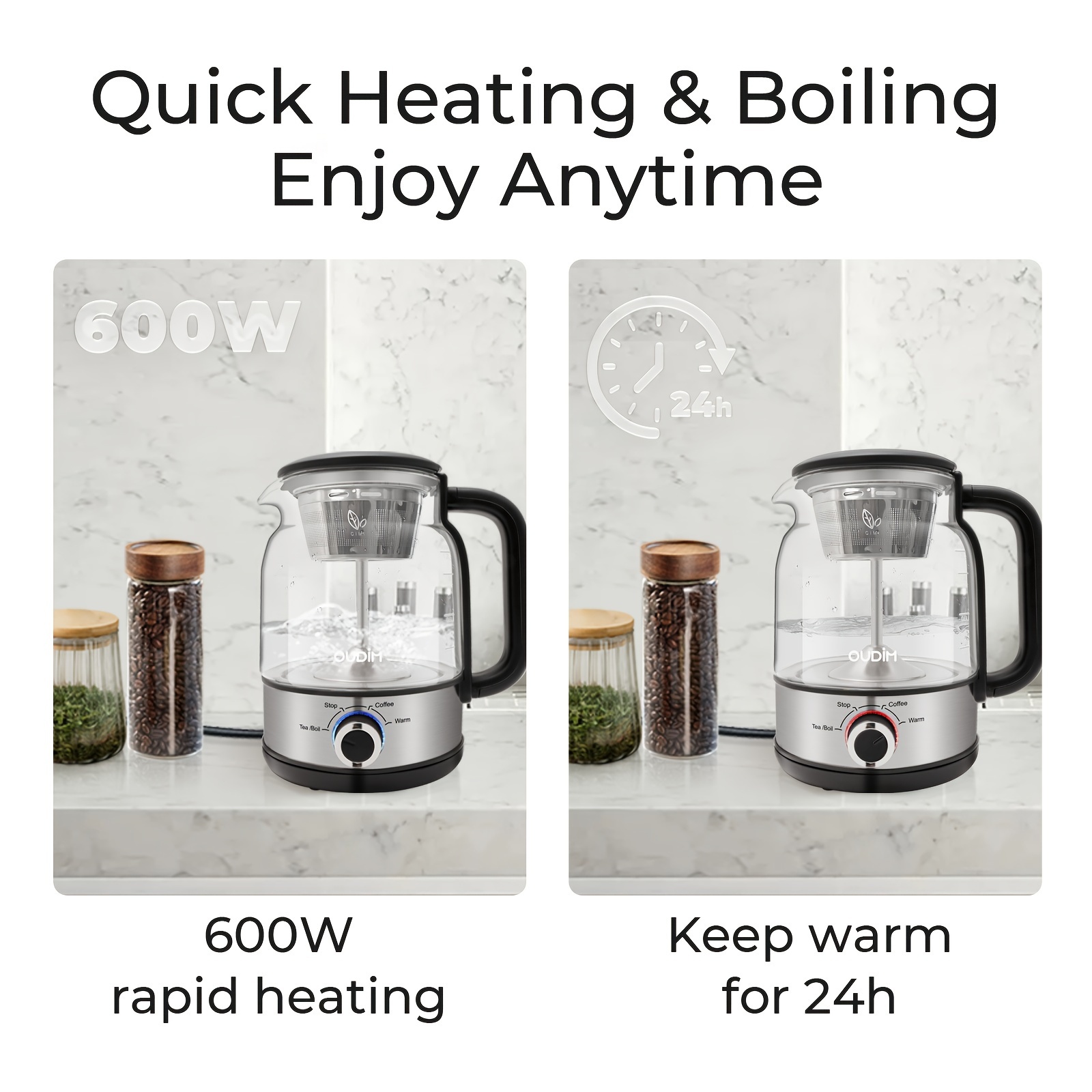 Drip Coffee Maker By Spraying Method, 40.58oz Capacity, 600W Power, BPA-Free, Brewed Tea Pot Coffee Plunger, Glass Stainless Steel Tea And Coffee Brew Kettle, Electric Kettle Tea Pot, Keep Warm, Boil Dry And Safety Protection, Perfect Birthday Gift 7 Drip Coffee Maker By Spraying Method, 40.58oz Capacity, 600W Power, BPA-Free, Brewed Tea Pot Coffee Plunger, Glass Stainless Steel Tea And Coffee Brew Kettle, Electric Kettle Tea Pot, Keep Warm, Boil Dry And Safety Protection, Perfect Birthday Gift - Image 7