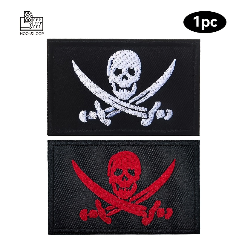 

Pirate Embroidered Patch - Military Morale Hook & Loop , Tactical Applique For Backpacks, Jeans, Jackets - In White/red/black