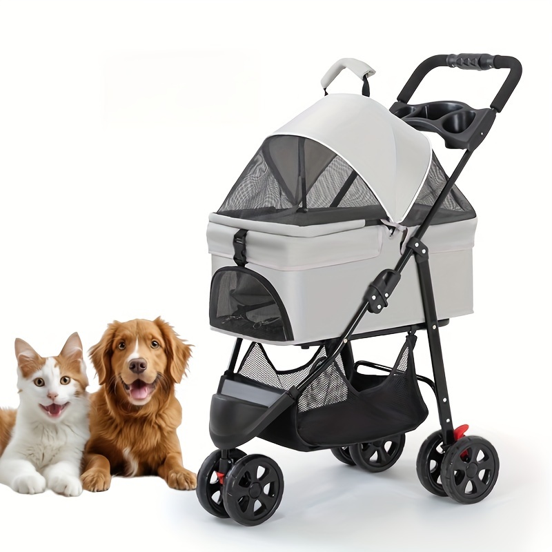 Pet Stroller for Cats and Dogs with Oxford Cloth Convertible Handle 3 in 1 Design Breathable Mesh Window Foldable for TZL3