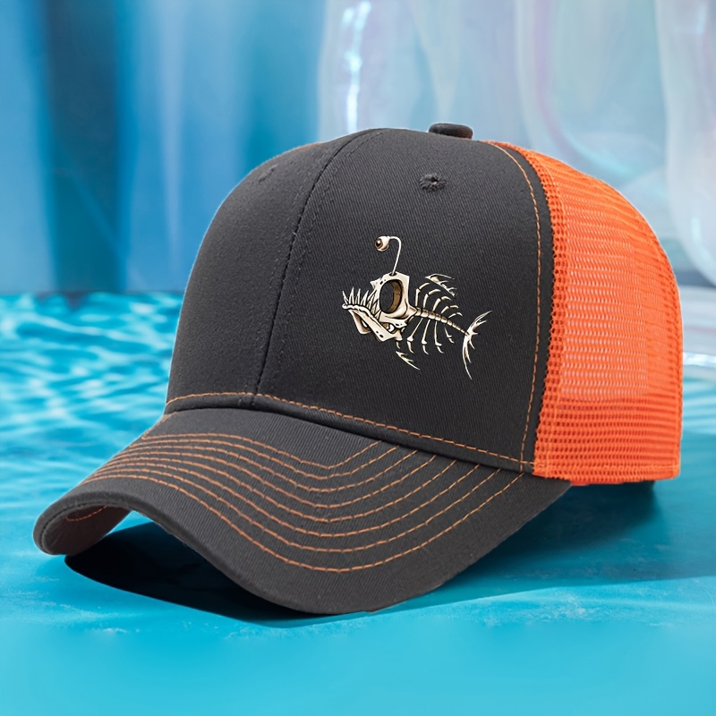 TEMU Sombrero de ajustable con diseño de tiburón - Espalda de malla azul y blanca, transpirable y elegante para acampar al , viajar y fiestas,
