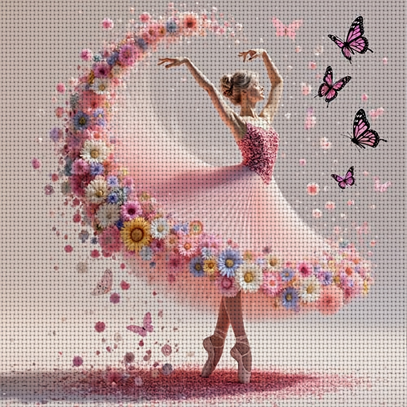TEMU 1 Kit de Broderie Point de Croix Imprimé DIY, Cadre, Motif "Ballerine avec ", Parfait pour un Temps de Loisir Relaxant pour Débutants, Découvrez