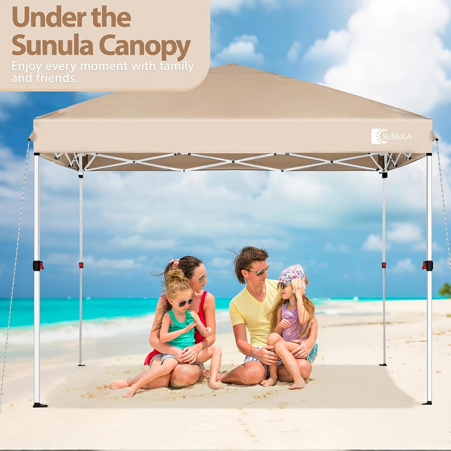 10x10 Pop Up Canopy Tent Instant Gazebo For Outside Camping Portable Outdoor Shading Shelter Easy Setup Sunula Beach Tent With Carrying Bag For Party, Events, Backyard, Patio, Wedding, Market, Beach