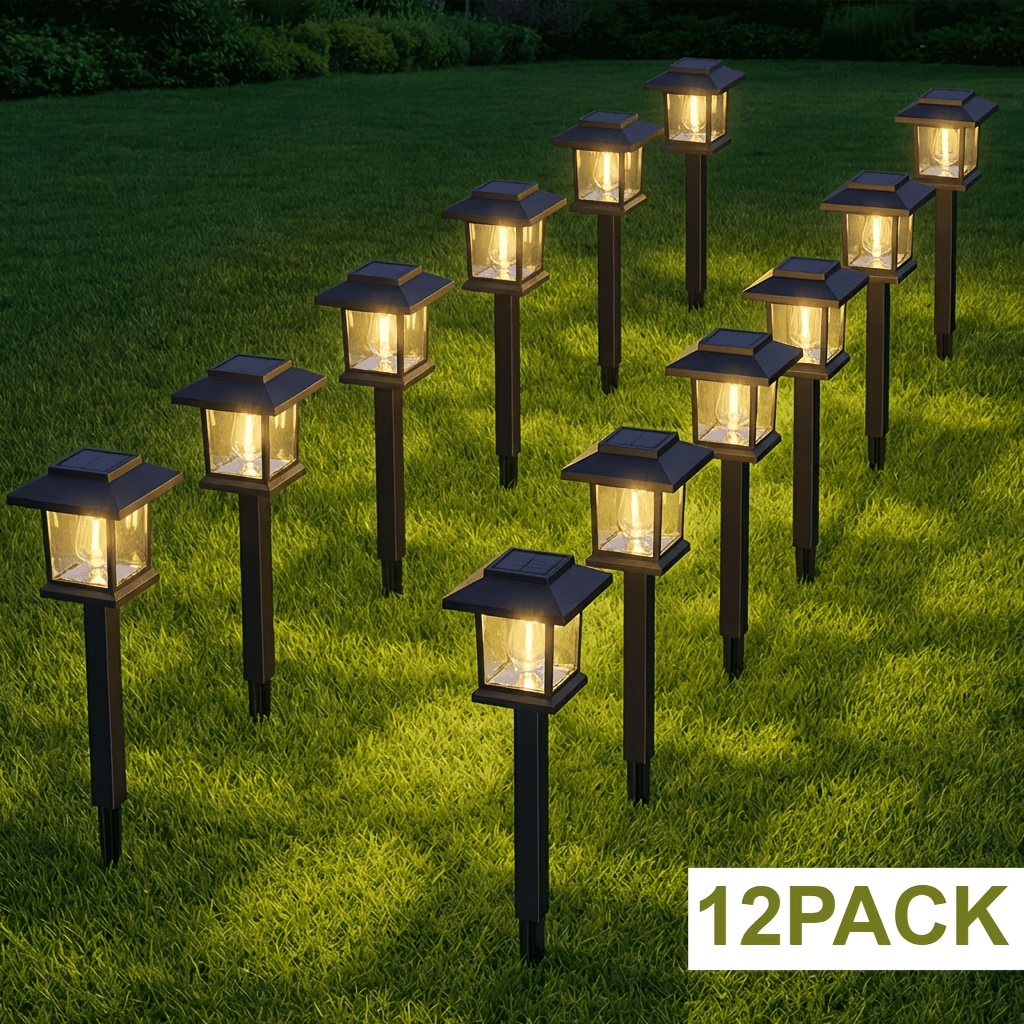 TEMU Outdoor Solar Pathway Lights, Black/brown Upgraded Led Waterproof Solar Lights, Up To 12hrs, Auto , Garden Decor For Yard, Driveway, Walkway,