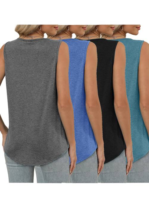 womens new sleeveless v neck vest set solid color fashionable and versatile 2025 new loose casual vest with pleated design summer relaxed style