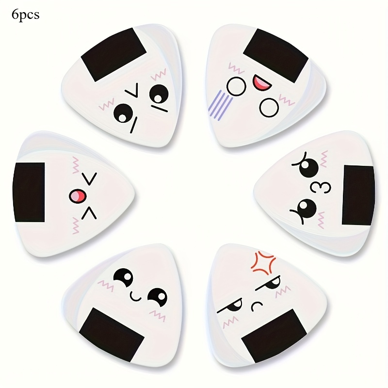 6pcs Sushi Onigiri Guitar Picks - Durable Abs Material, Mixed Colors, Suitable For Original Sound Guitars, Electric Guitars, , Ukulele, Picks