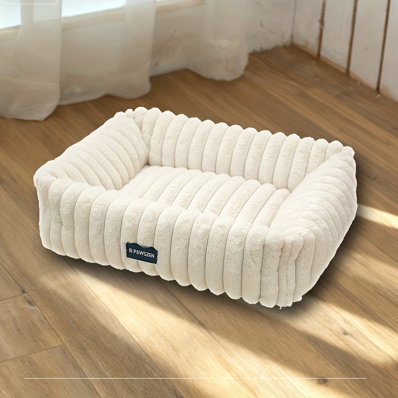 TEMU 4-season Universal Ribbed Bed With Neck Support For Deep Sleep, Removable And Washable, Pet Soft Ribbed Square Bed For