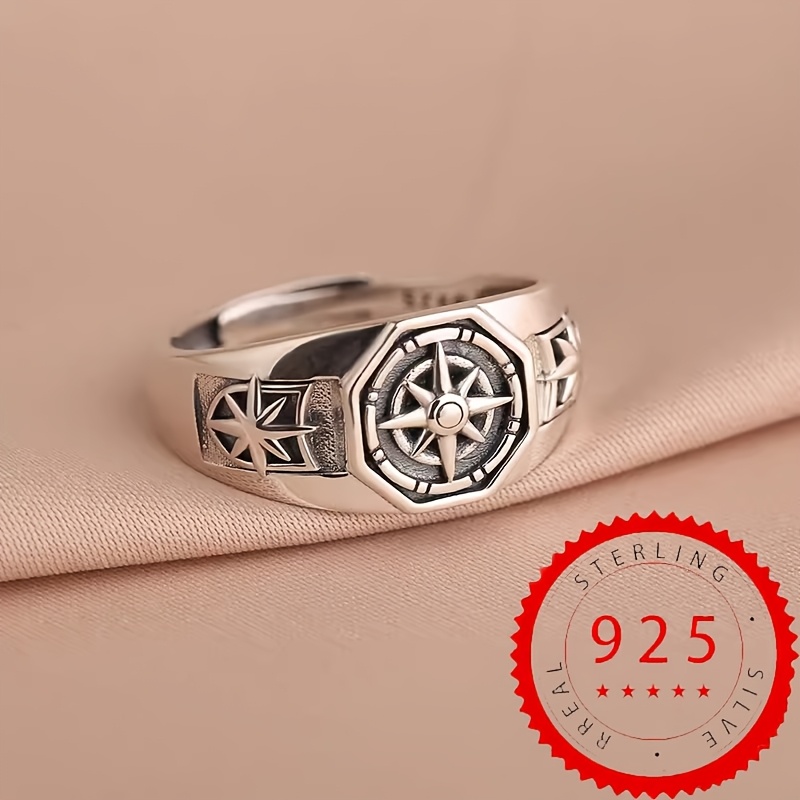 Image of A Single Piece Of S925 925 Silver Ring Featuring A , Adjustable And Suitable For Men And Women, Weighing Approximately 5.4 Grams, Perfect For Festival And Party Occasions