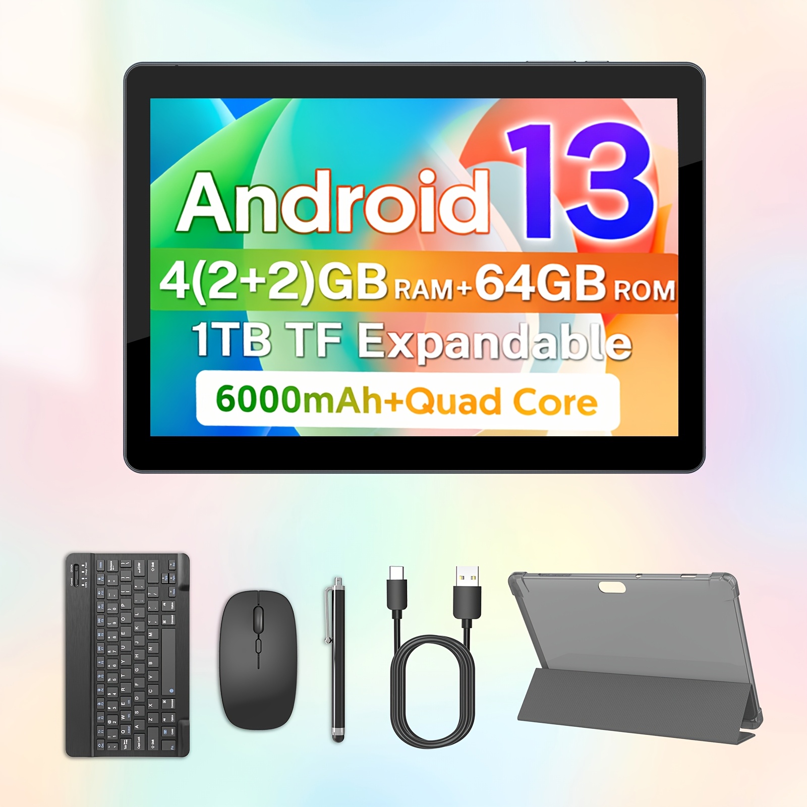 TEMU 10 Inch Android 13 Tablet, 4 (2+2) Gb , 64gb Rom, 3 Options , Core Processor, 1280 * 800ips, 2mp+8mp, 6000mah Large Capacity Battery, Wifi,