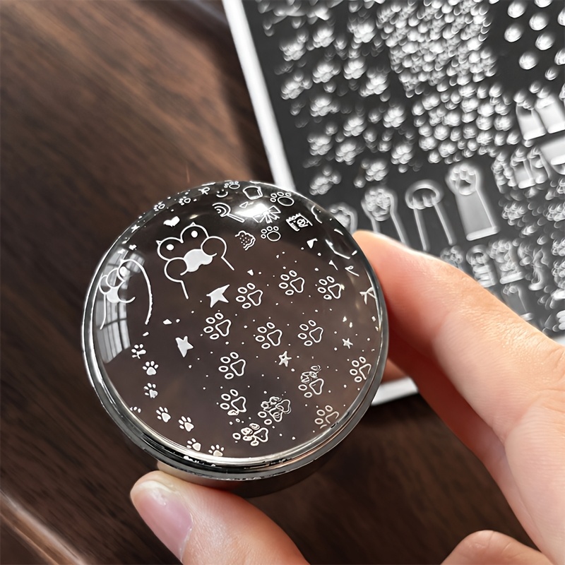 Cat Paw Nail Art Stamping Plate with Scraper Tool