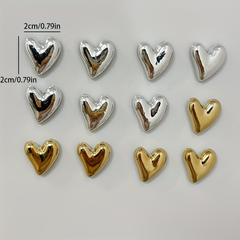 E-shop 12 Stück goldene und silberne herzförmige Kühlschrankmagnete - Niedliche Dekoration für Küche, Büro, Whiteboard, Vorratskammer und