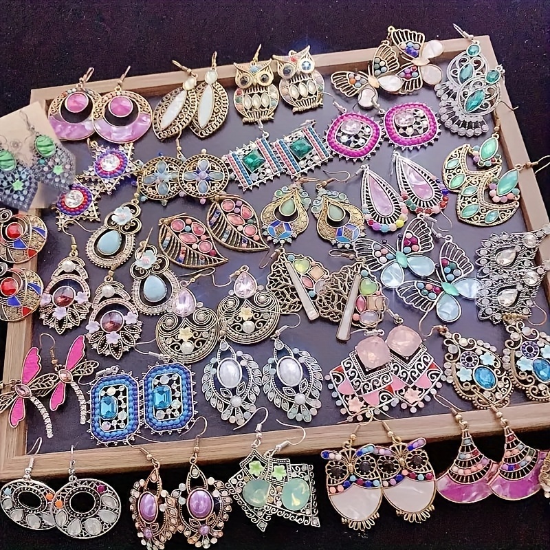 

10 Pairs Of Vintage Bohemian Earrings For Women, Fashion Style Ethnic Jewelry For Party Or Wedding Reception Favors