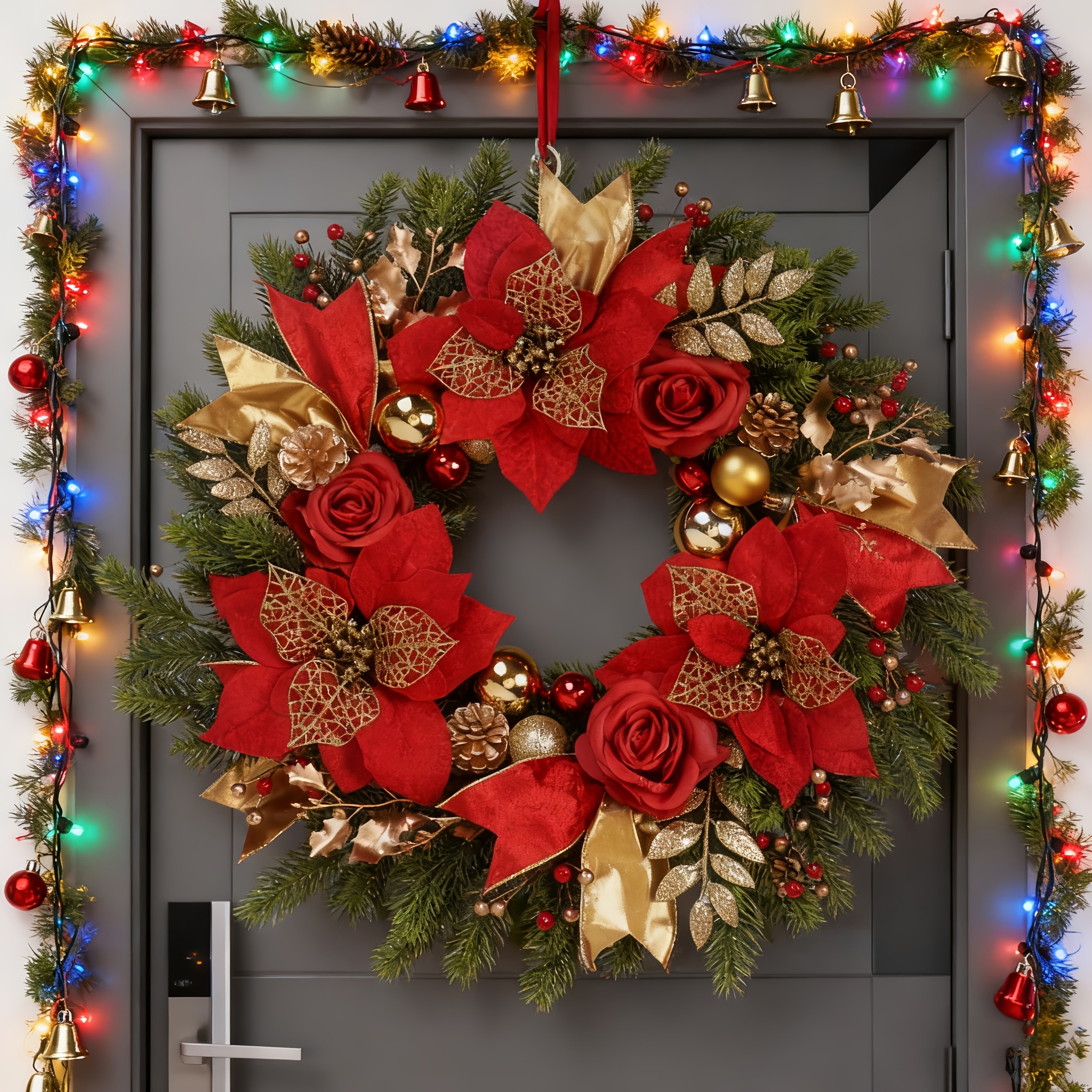 1pc 50cm 20inch Front Door Christmas Wreath Indoor Outdoor