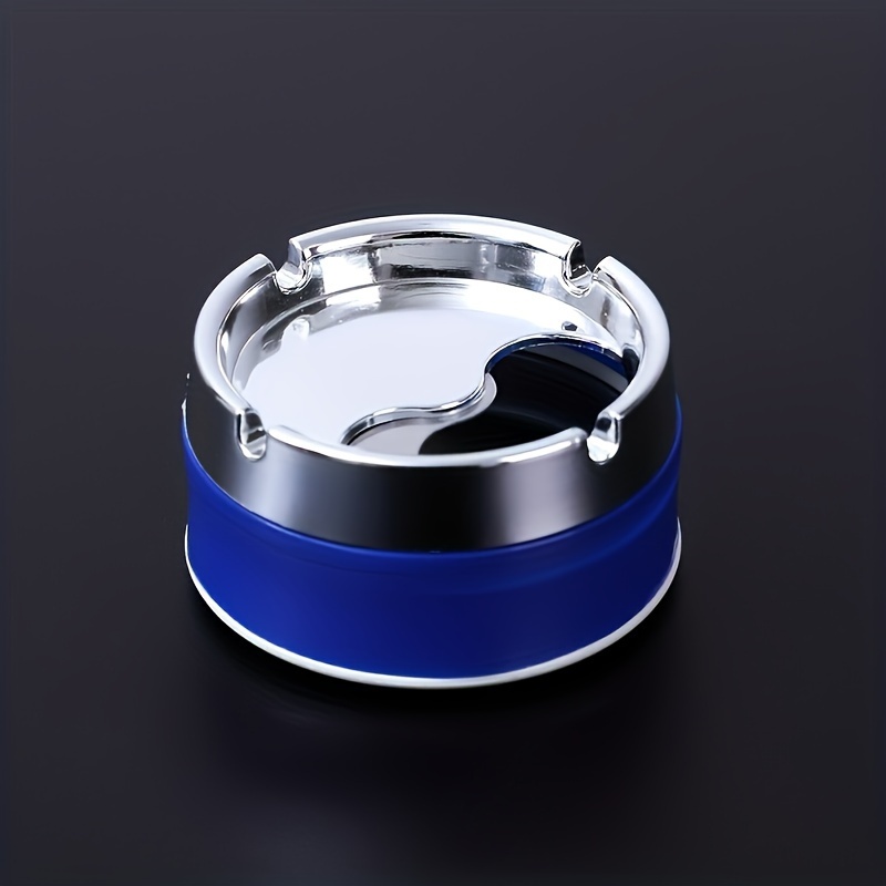 1pc Stainless Steel Ashtray, Sealed Windproof Ashtray, Living Room Household Rotary Thickening Ashtray