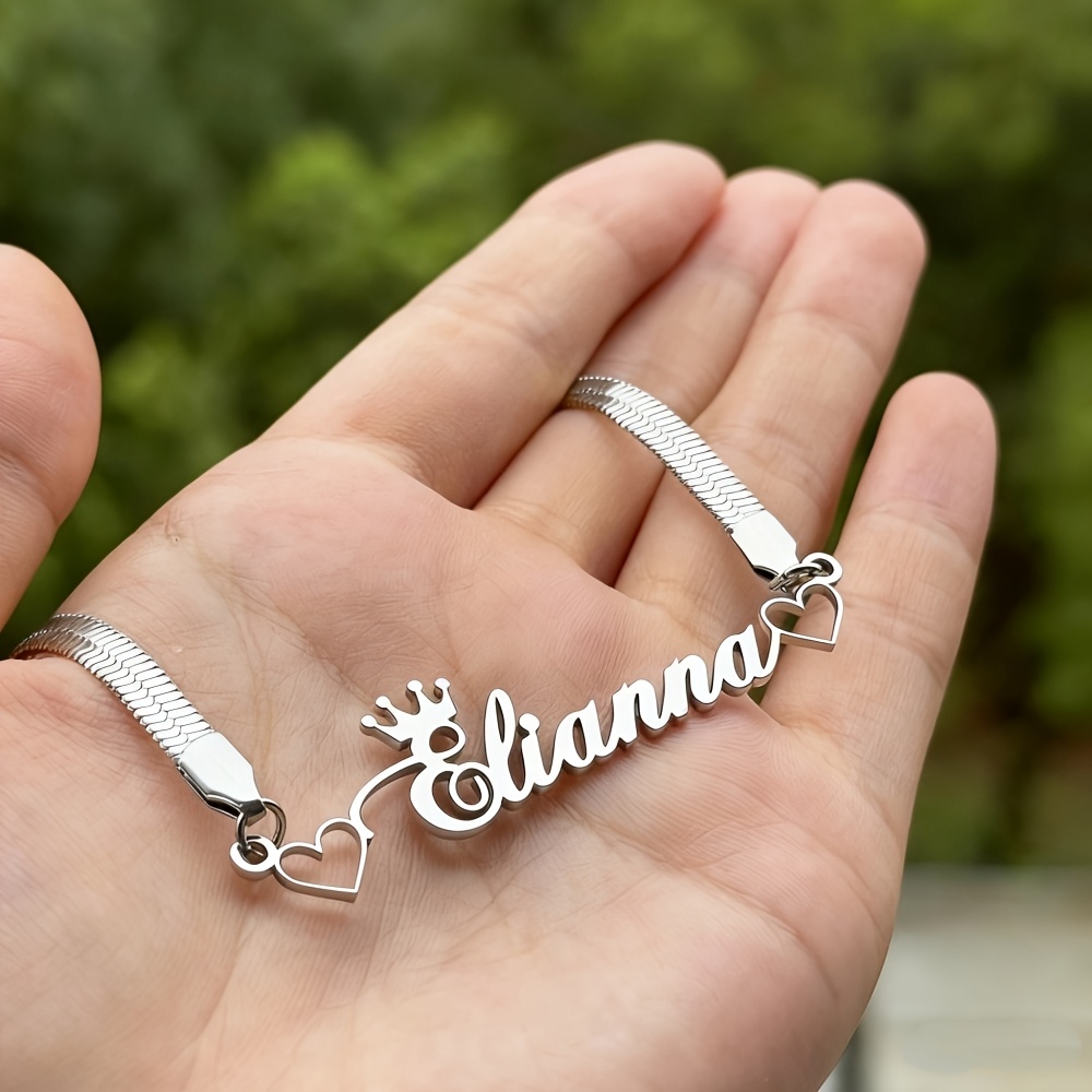 Custom Herringbone Chain Name Necklace Personalized Fashion