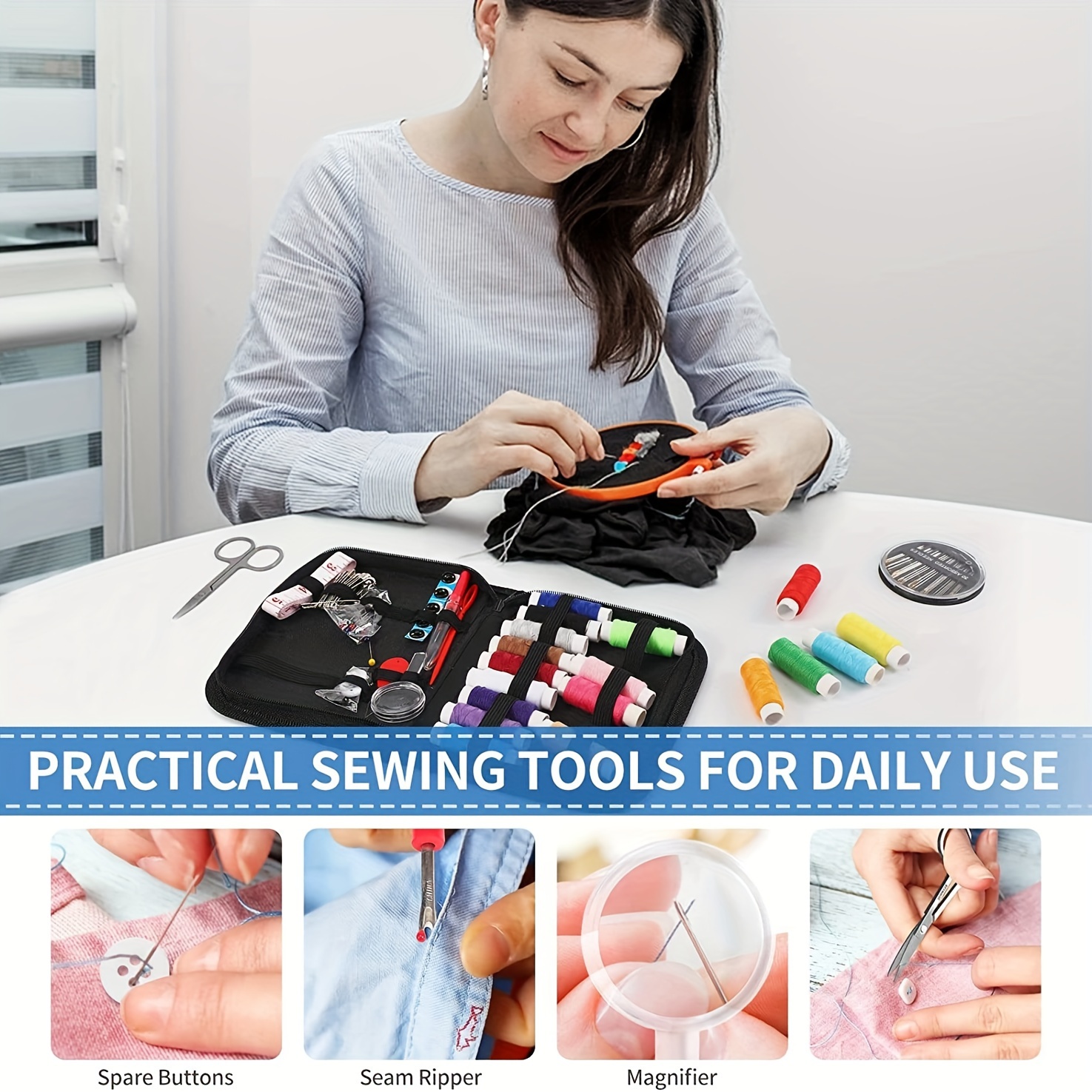 86pcs portable sewing kit with assorted tools accessories ideal for clothing repair diy crafts travel details 2