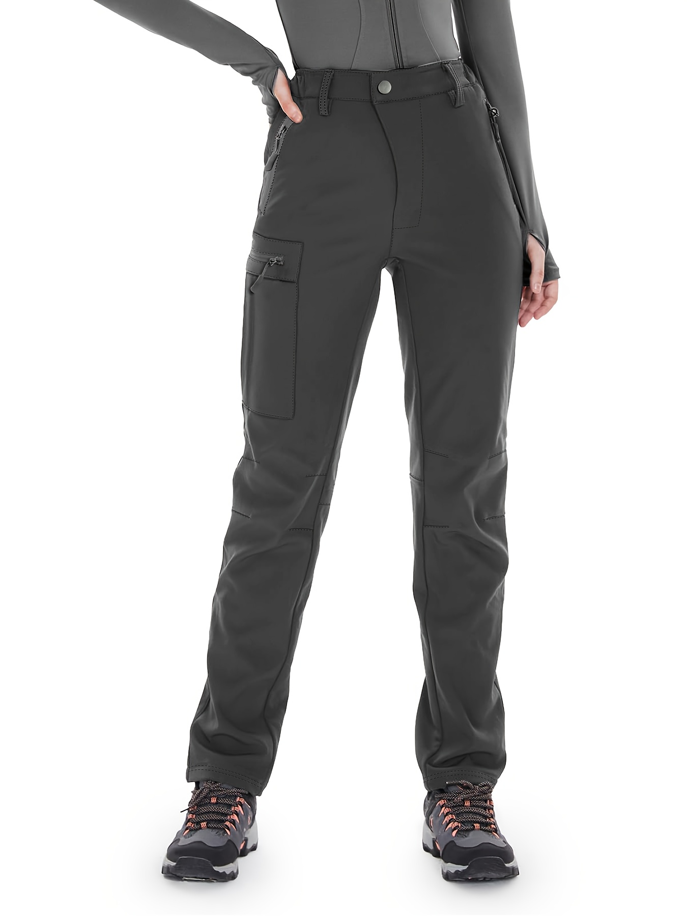 Women's Fleece Lined Insulated Softshell Pants Outdoor Snow Ski Pants Winter Warm Hiking Pants