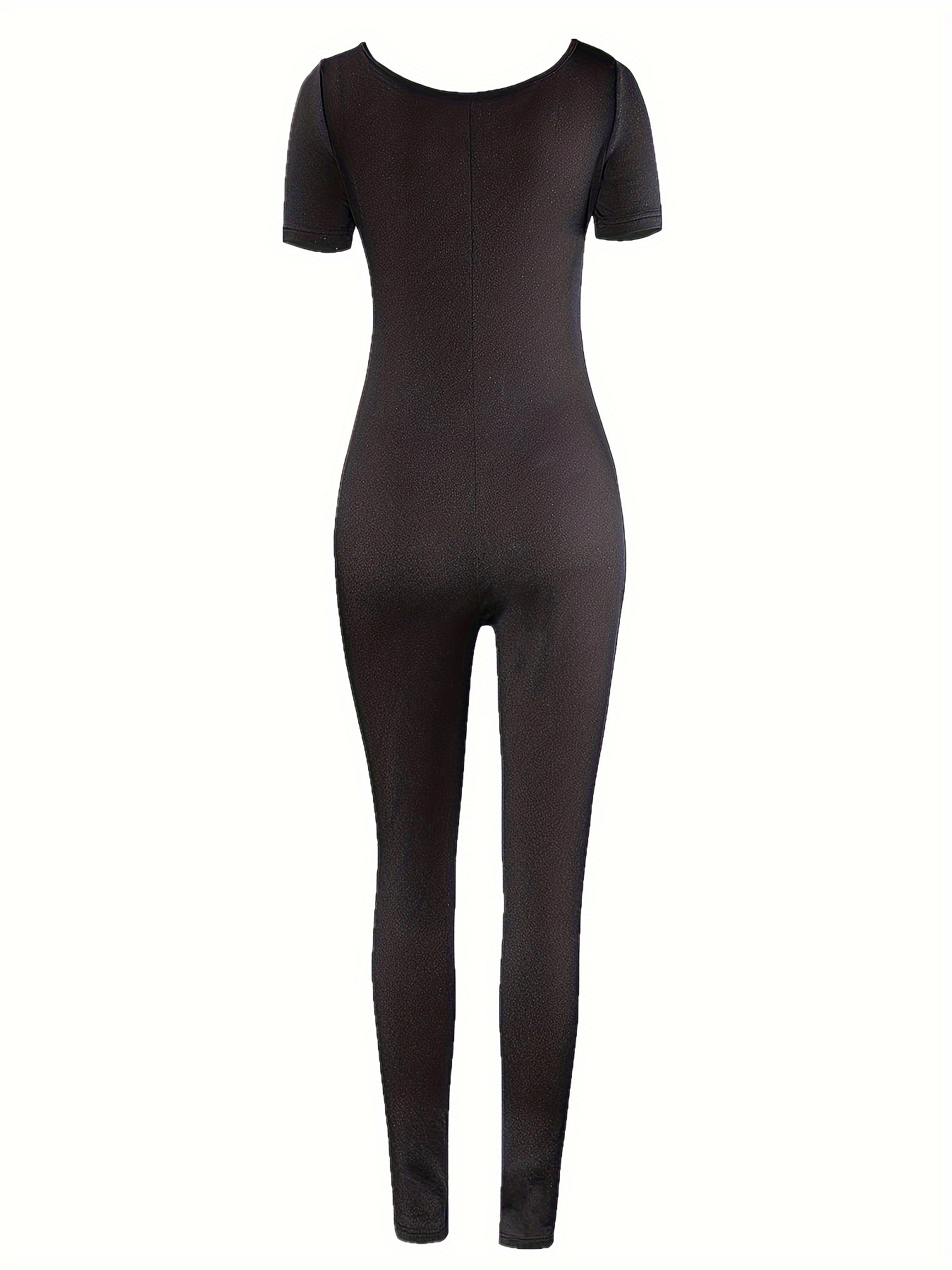 womens fitted short sleeve jumpsuit a sexy square neckline Temu - Main Image