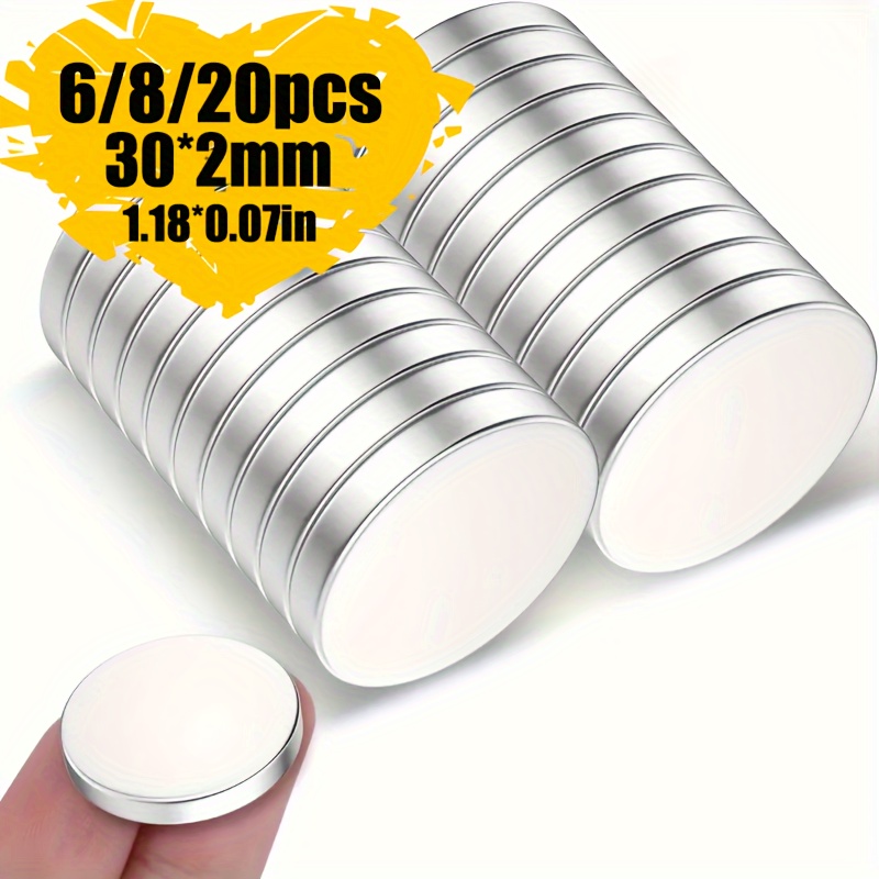 

6/8/20pcs Aimant 30x2mm, Aimant Rond, Aimant Disque, Placage Nickel-Cuivre-Nickel, Aimant de Réfrigérateur, Rare , pour Utilisation de Bureau et Accessoires de Cuisine Maison - pour & !