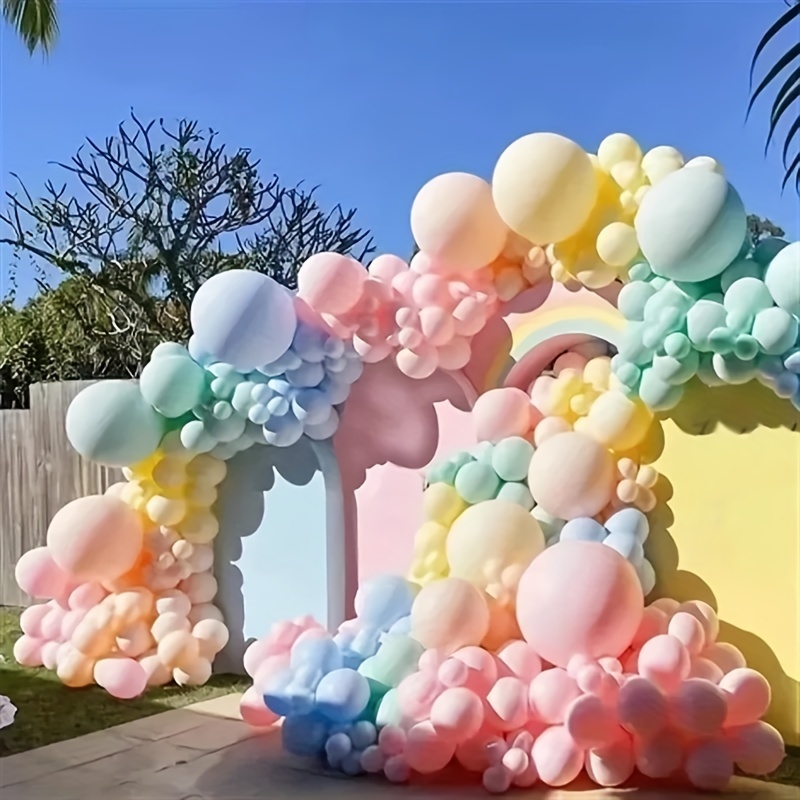 

155pc Pastel Balloon Arch Kit - Multicolor Emulsion Balloons For Parties, Wedding, Graduation, Seasonal Events | Mother's Day, Spring, Summer & Fall Decor | Age 14+ | No Electricity Needed