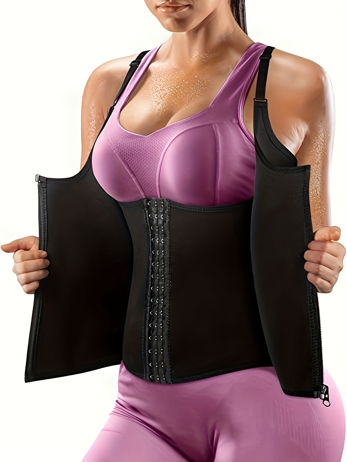 YERKOAD Women Waist Trainer Zipper Workout Cincher Body Corset Neoprene  Sauna Sweat Vest Tank Top With Straps