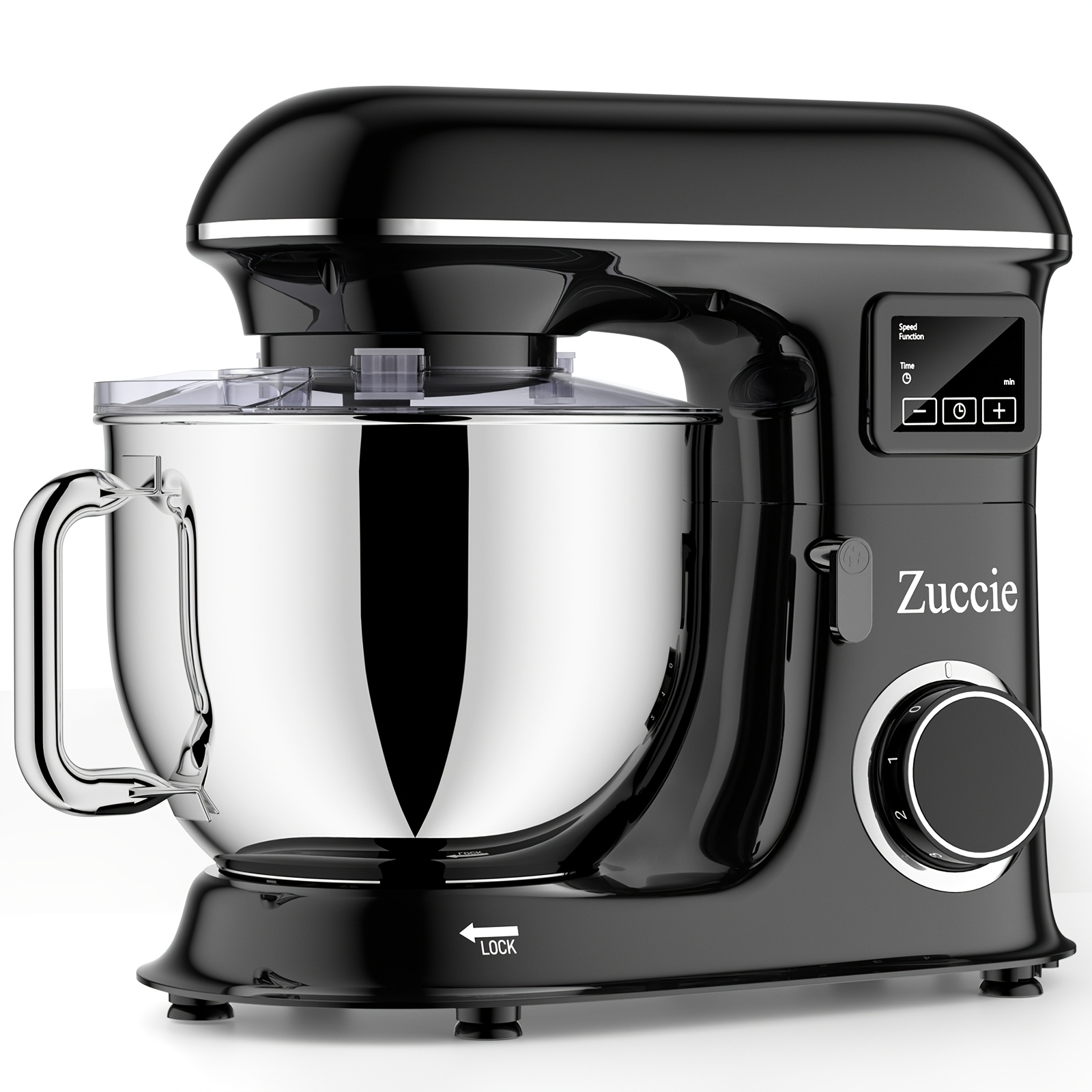 Image of Zuccie Stand Mixer 8l Kitchen Dough Mixer With Led Touch Screen Timing Function 6-speed Electric Household Mixer With Bowl, Dough Hook, Whisk, And Beater For Baking, Cake, Pizza, And Most Home Cooks